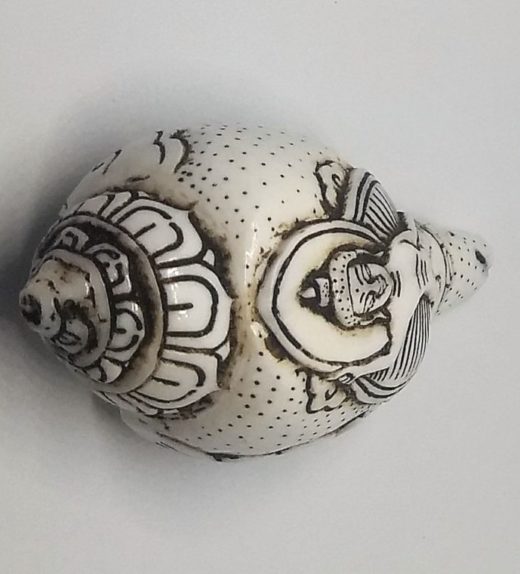 Handmade Buddha Shankha.( Carved On Seashell/Conch Shell)