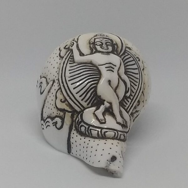 Handmade Buddha Shankha.( Carved On Seashell/Conch Shell)