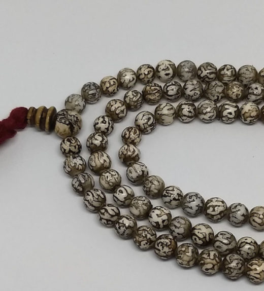 Handmade 108 Buddha Mantra Japa Mala. (108 Seashells/Conch Shells Carved Rosary)