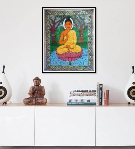 Buddha Madhubani painting on wall