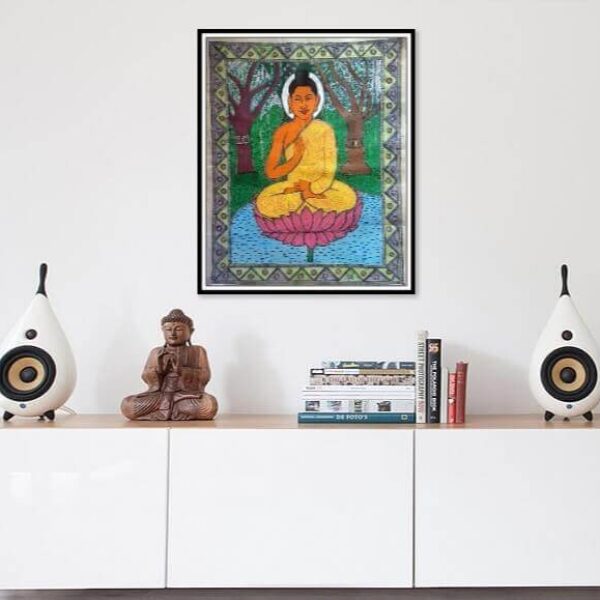 Buddha Madhubani painting on wall
