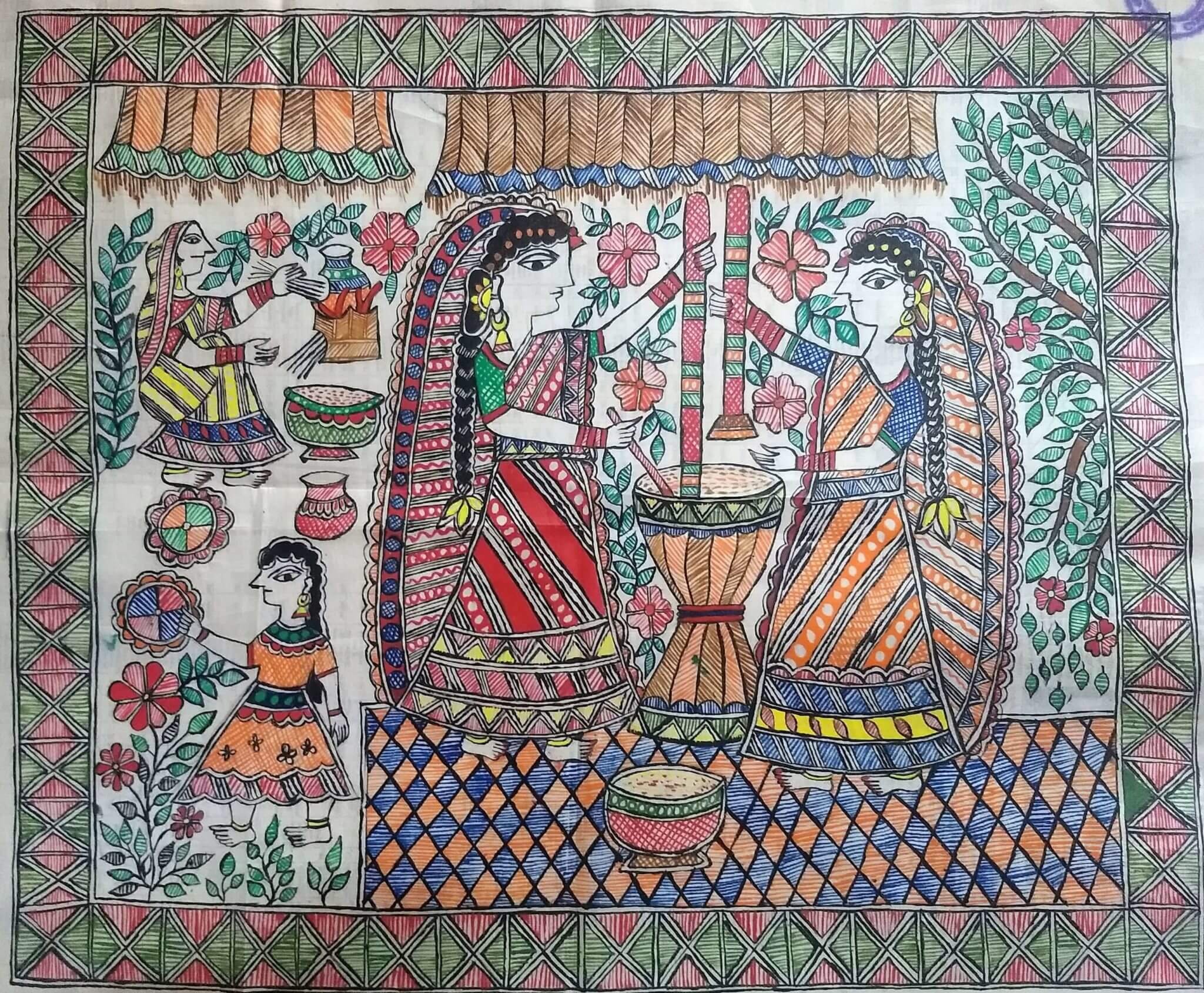 Madhubani Painting Of Mithila Rural Culture (Mithila Art) - echampart